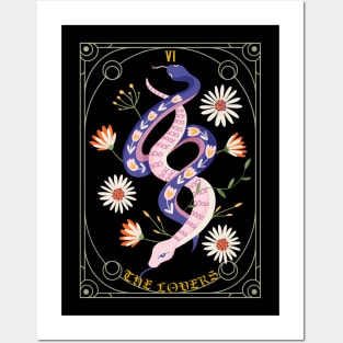 The Lovers Tarot Card Botanical Snakes Posters and Art